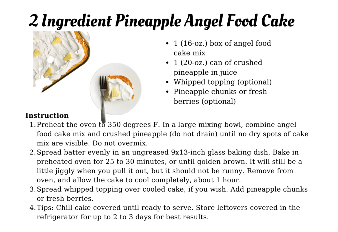 2 Ingredient Pineapple Angel Food Cake Indy Food Policy (ICFAC)